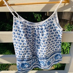 AT LOFT Block Print Boho Spaghetti Strap Top